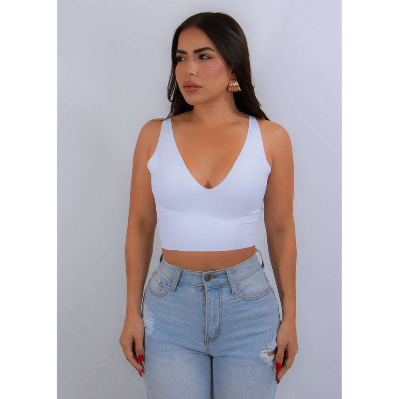 Vera Contour Crop Top White