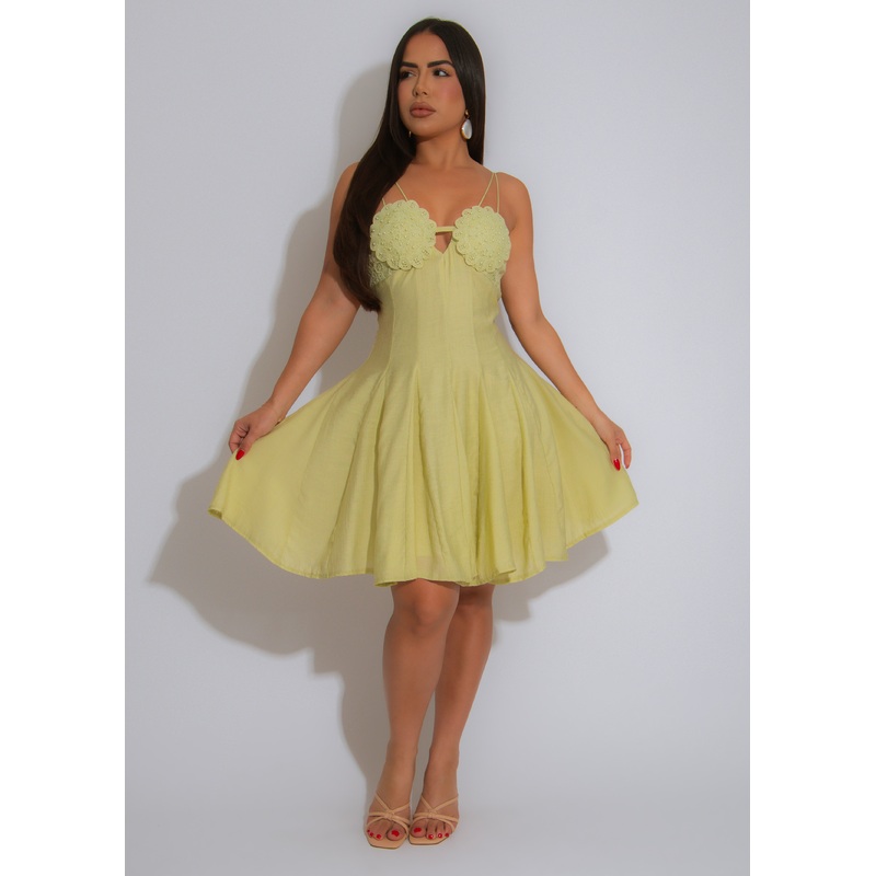 Wish Upon A Star Lace Pearls Mini Dress Green