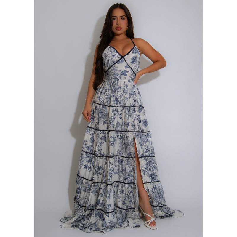 Admiring You Floral Maxi Dress Blue