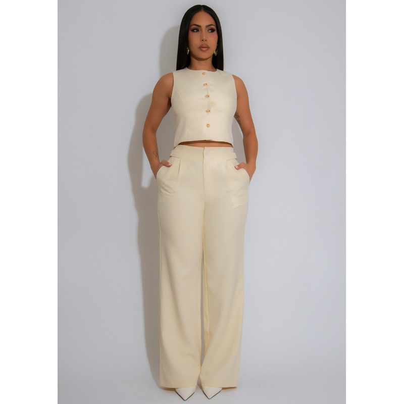Boardroom Bliss Pant Set Yellow