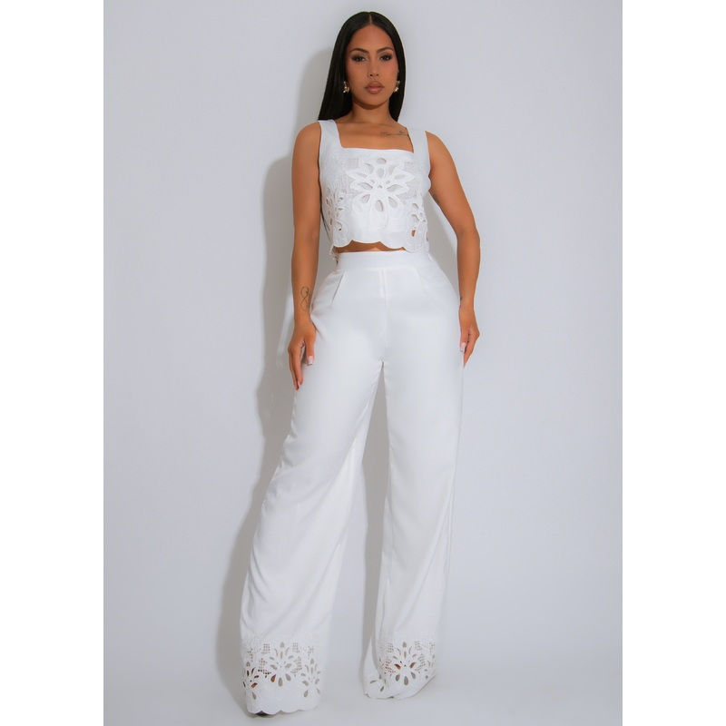 Core Competency Floral Pant Set White