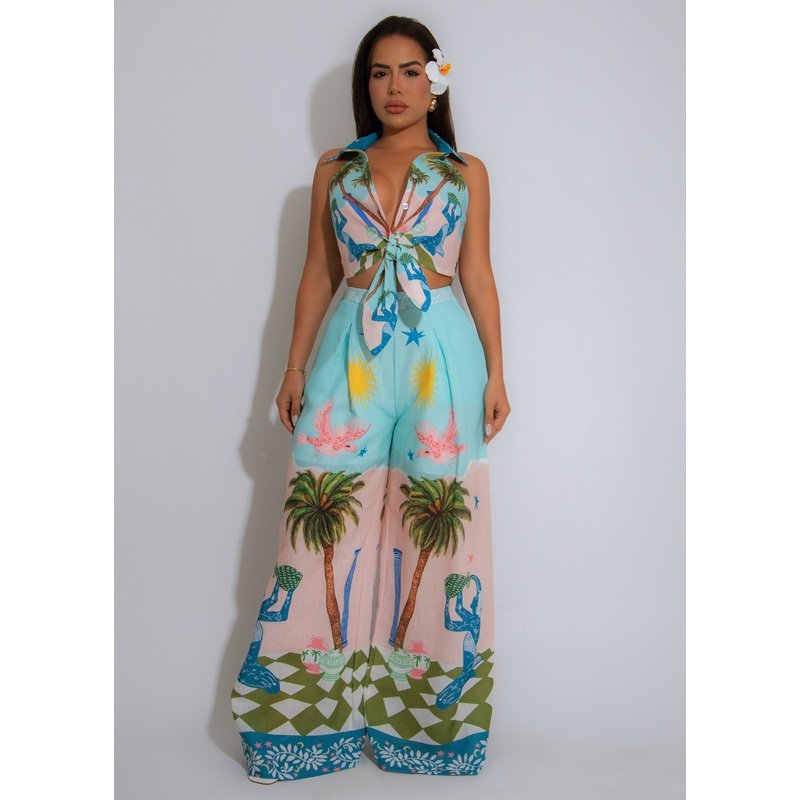 Island Reverie Pant Set Blue