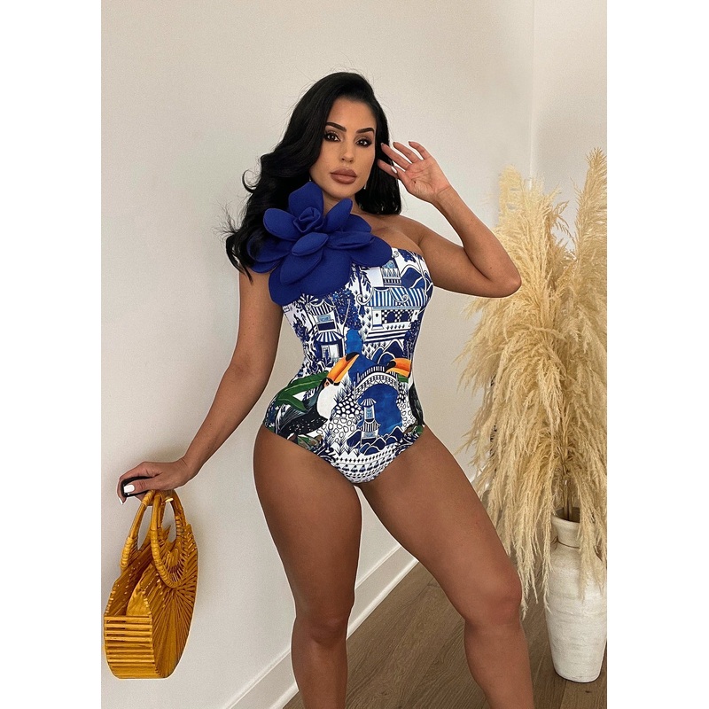 Love Adventurous Floral Swimsuit Blue
