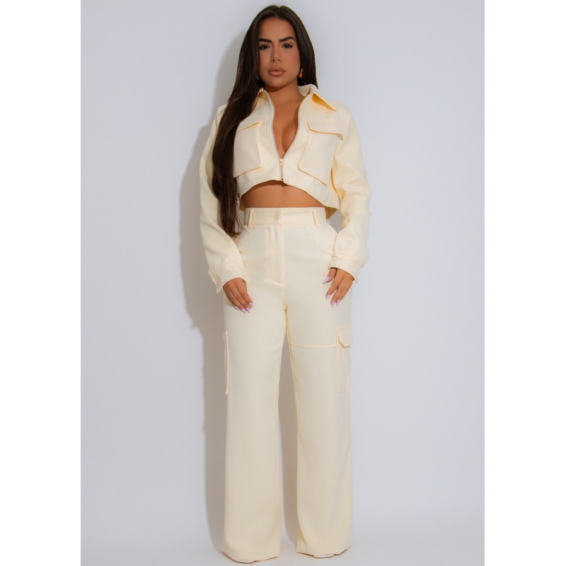 Luxe Utility Cargo Pant Set Yellow
