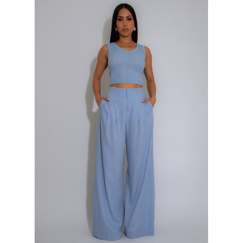 Make It Teamwork Glitter Pant Set Blue