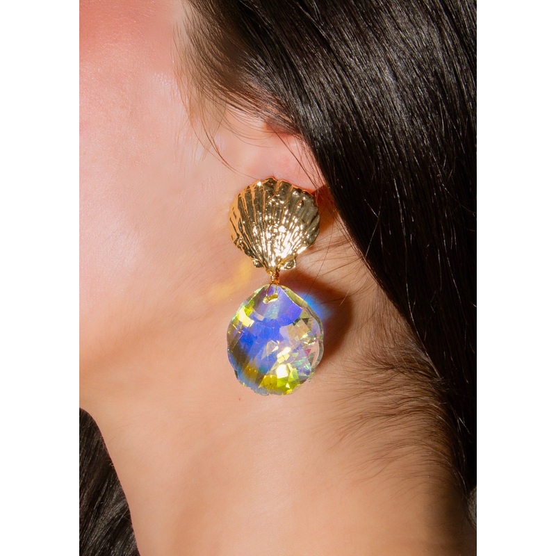 Ocean Glimmer Shell Earrings Clear