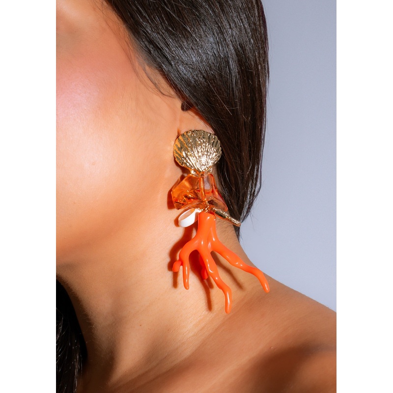 Oceanic Bloom Dangle Earrings Orange