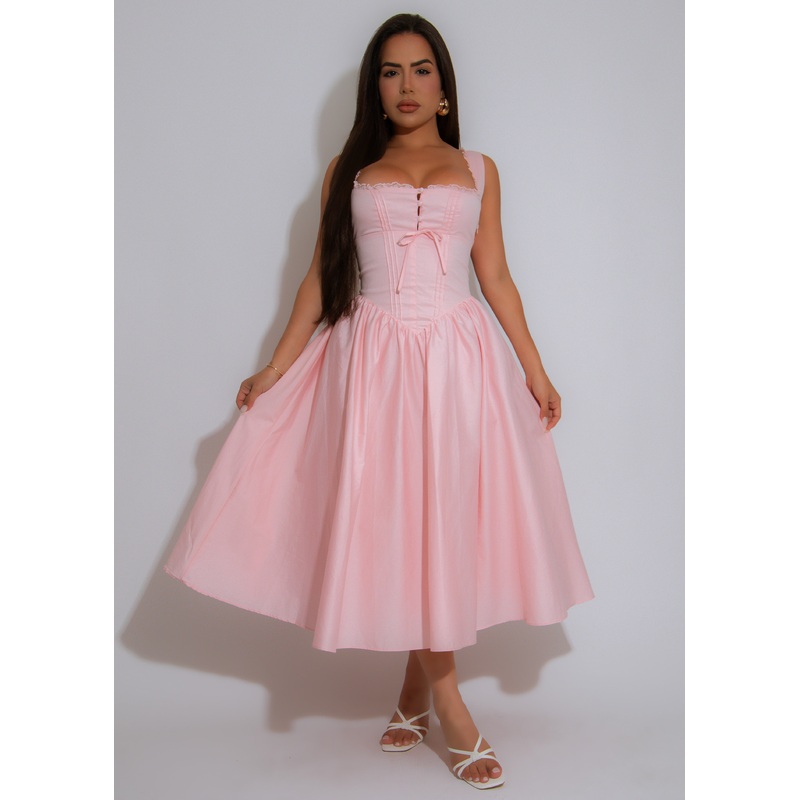 Sweetheart Sonata Midi Dress Pink