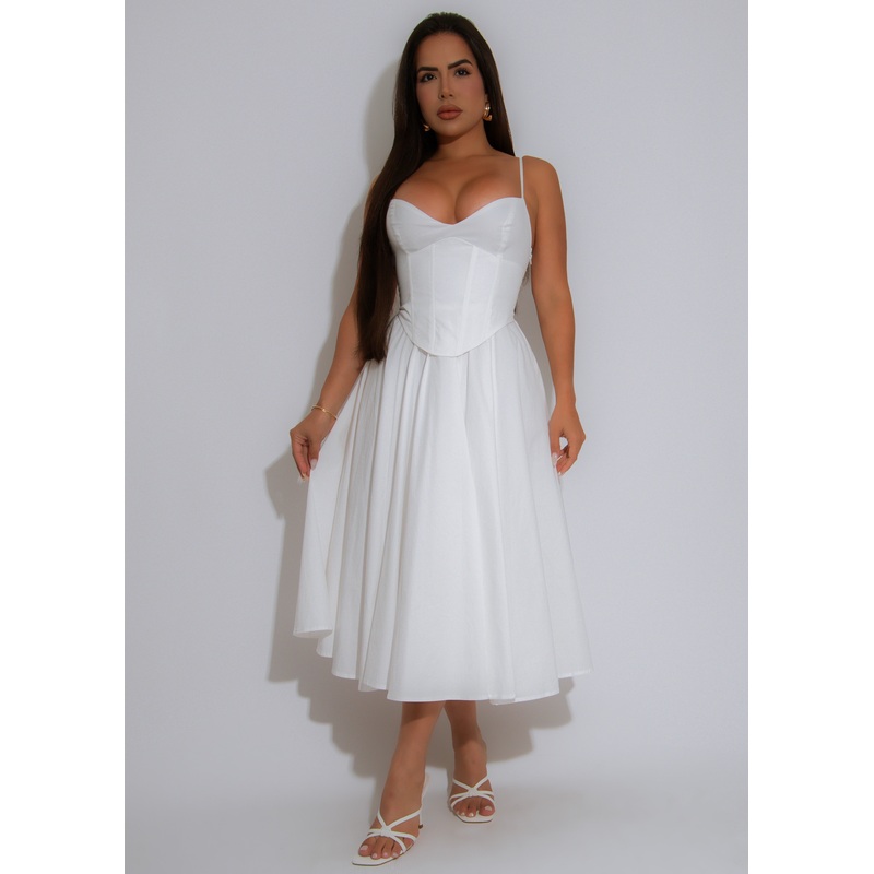 Whisper Skies Midi Dress White