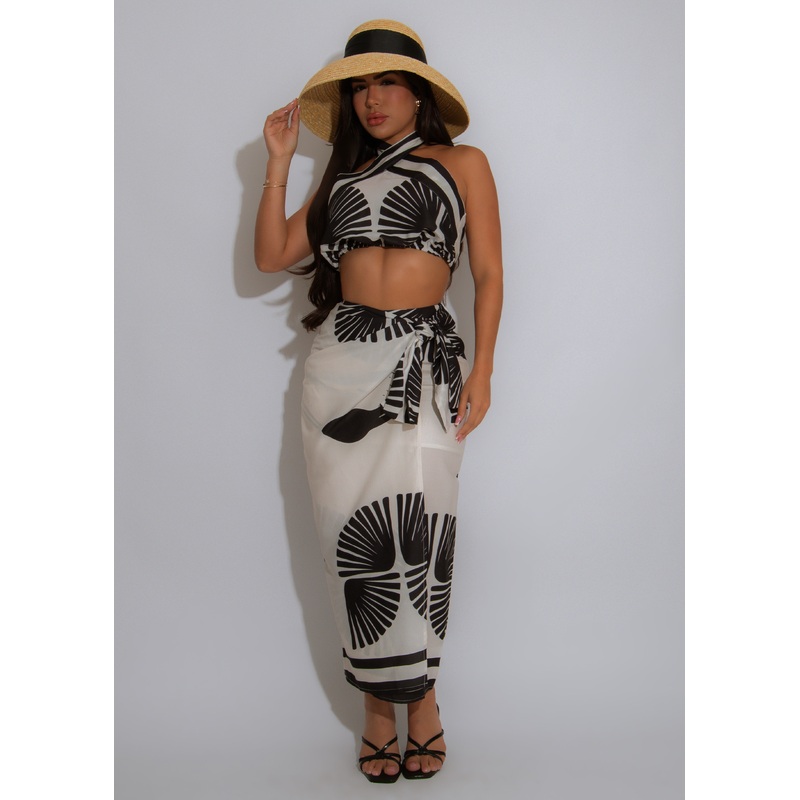 Island Ink Skirt Set Black