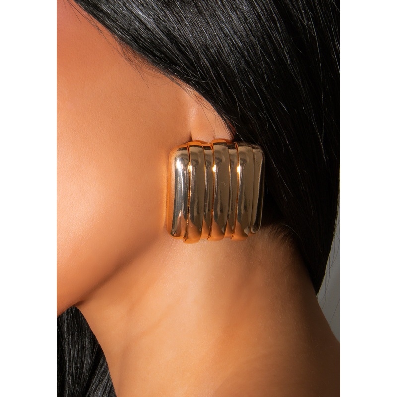 Power Frame Earrings Gold