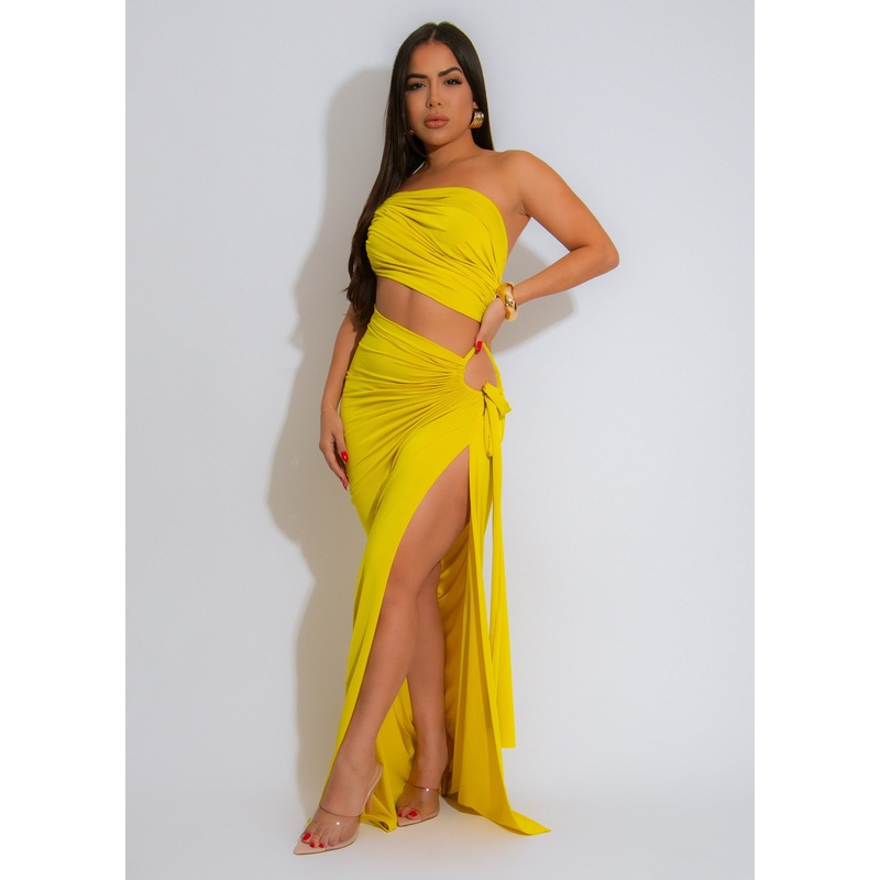 Prism Flow Ruched Maxi Dress Green