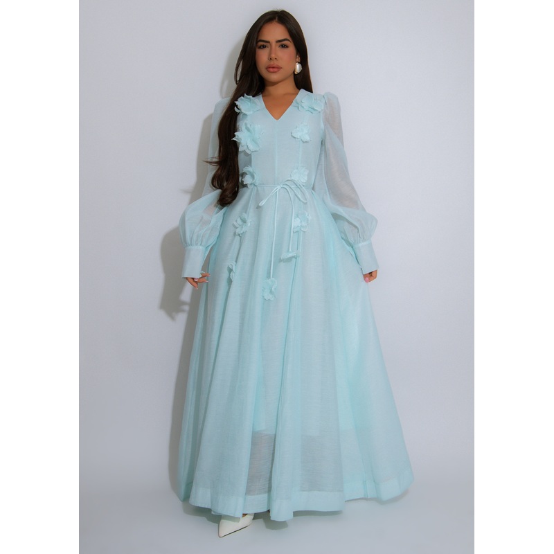 Evermore Elegance Floral Maxi Dress Blue
