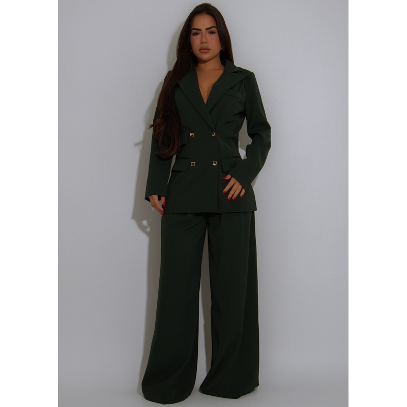 Executive Drama Pant Set Green