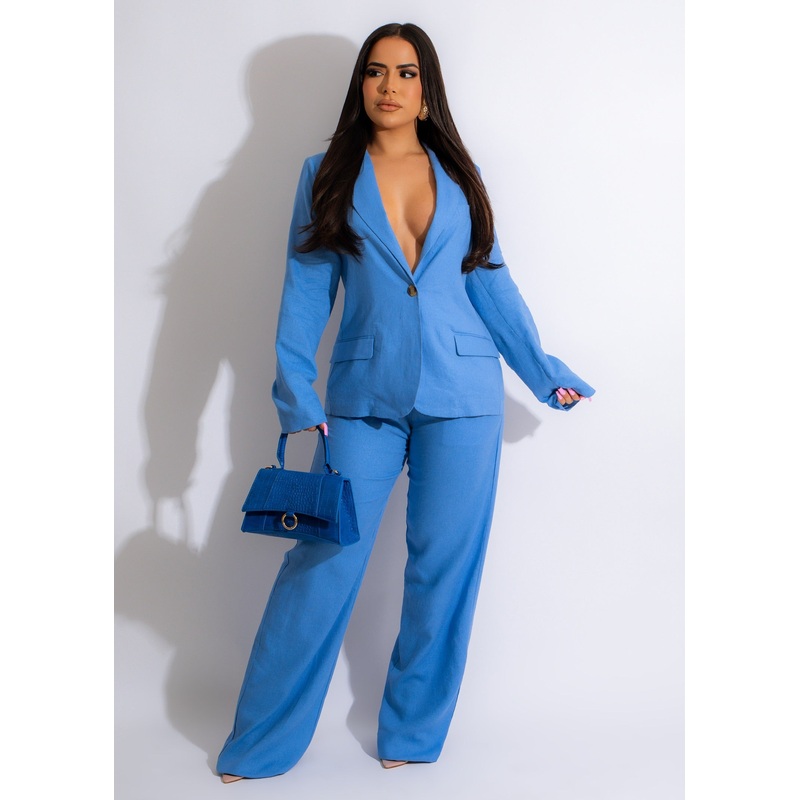 Hope You Love Linen Blazer Blue