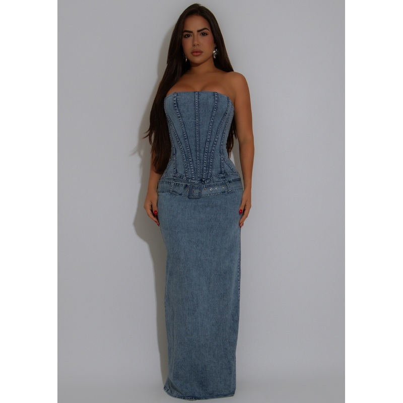 Rivet Muse Midi Dress Denim