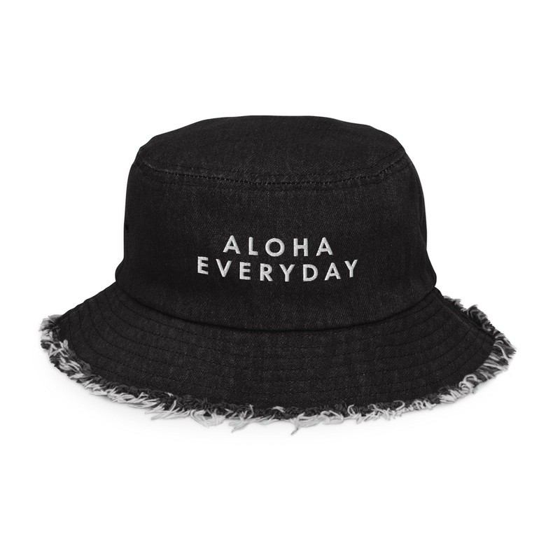 Aloha Everyday Distressed denim bucket hat