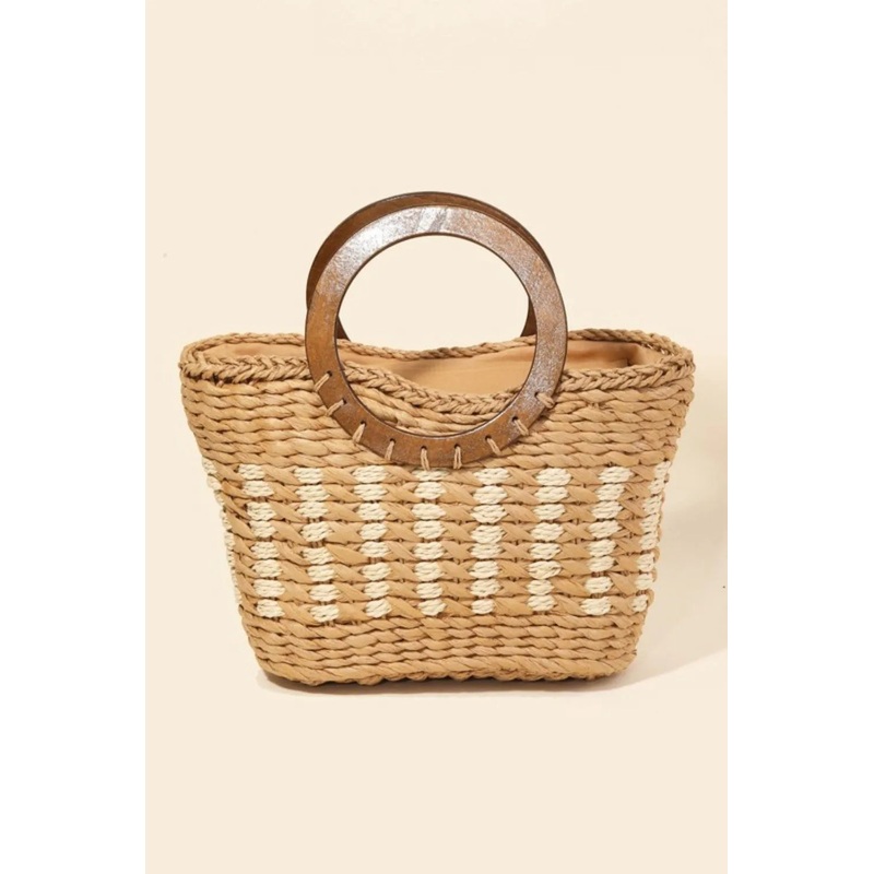 Braided Round Handle Tote Bag