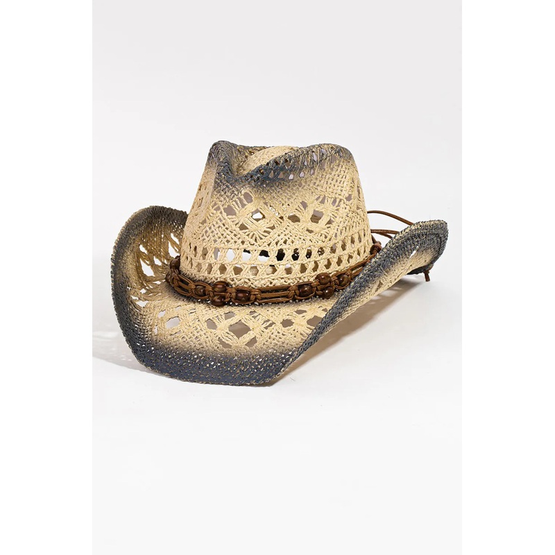 Cutout Rope Strap Wide Brim Hat