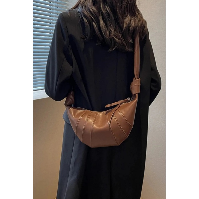 Zenana Vegan Leather Croissant Crossbody Bag