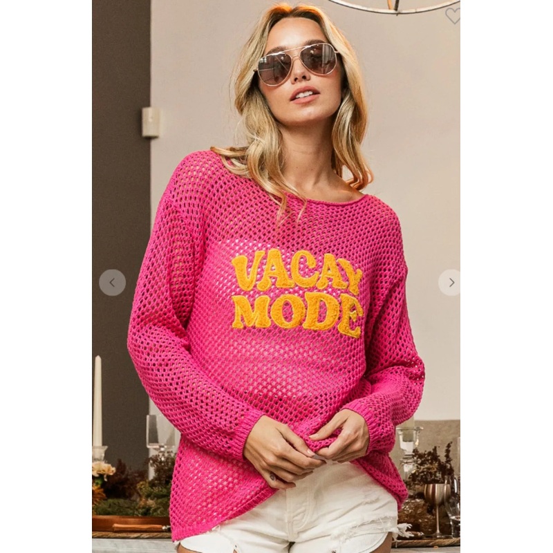 BiBi VACAY MODE Embroidered Knit Cover Up