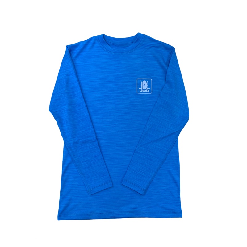 LOCALS BOYS HYBRID MESHFIT L/S SUN SHIRT UPF 50 HEATHER ROYAL BLUE