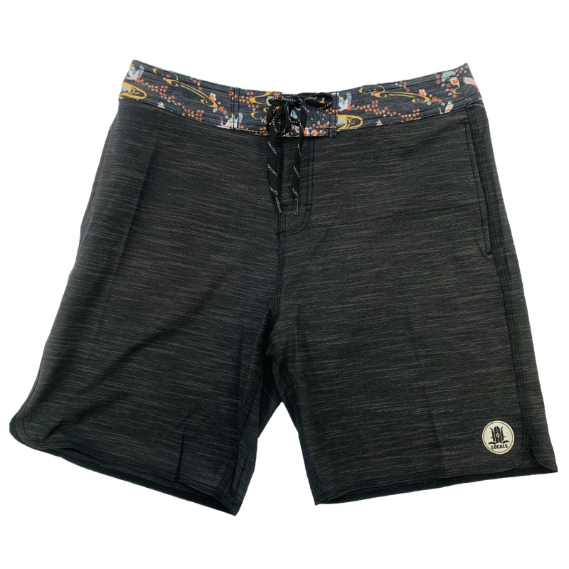 LOCALS MENS TRILL BOARDSHORT  WITH SIDE SEAM POCKETS BLACK