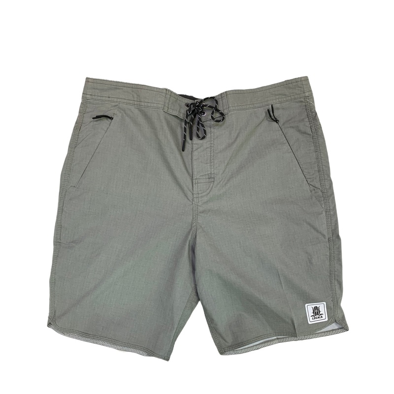 LOCALS ROYAL BOARD SHORT W/ ZIPPERED SIDE SEAM AND REAR POCKETS OLIVE