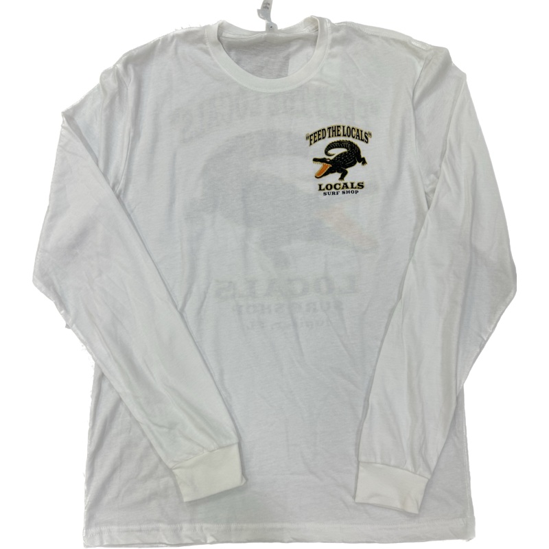 "FEED THE LOCALS" L/S SUEDED CREW HEATHER FOREST GREEN