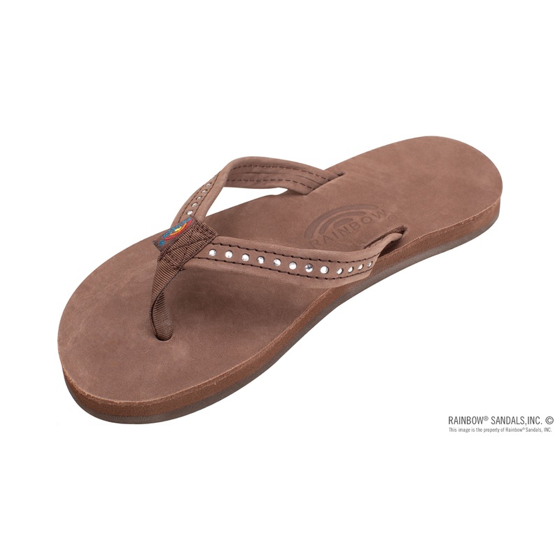 KIDS RAINBOW CRYSTAL STRAP PREMIER LEATHER SIERRA BROWN