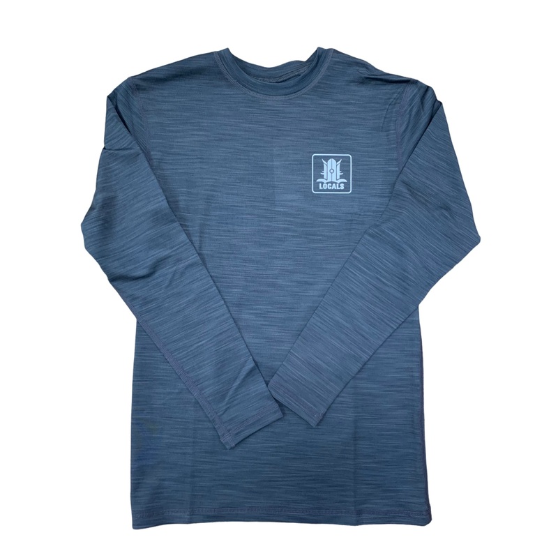 LOCALS BOYS HYBRID MESHFIT L/S SUN SHIRT UPF 50 CARCOAL