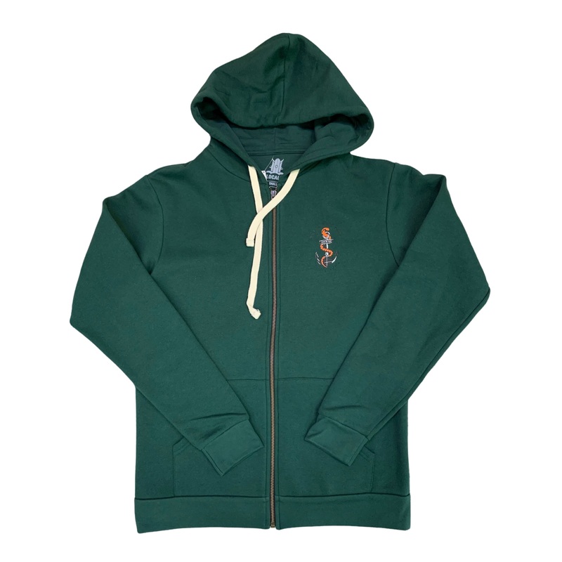 LOCALS MENS SEA SNAKE "SINK OR SURF" SANTA CRUZ FULL-ZIP HOODIE FOREST
