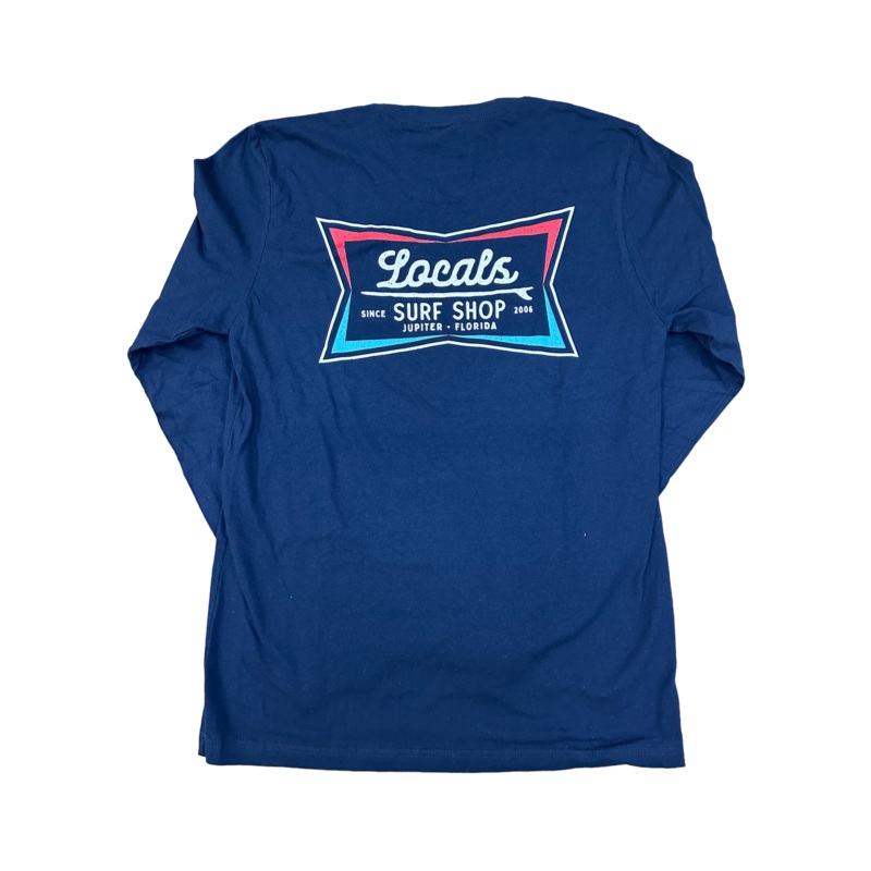 LOCALS RETRO LAMINATE 100% COTTON L/S TEE NAVY