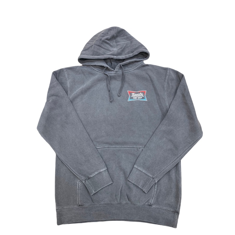 LOCALS RETRO LAMINATE GARMENT DYED 100% COTTON HOODIE BLACK