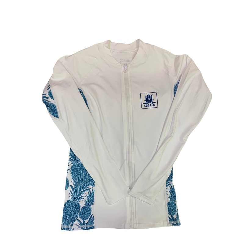 LOCALS WOMENS DELMAR FULL FRONT ZIP L/S LYCRA UPF 50 WHITE/FLORAL