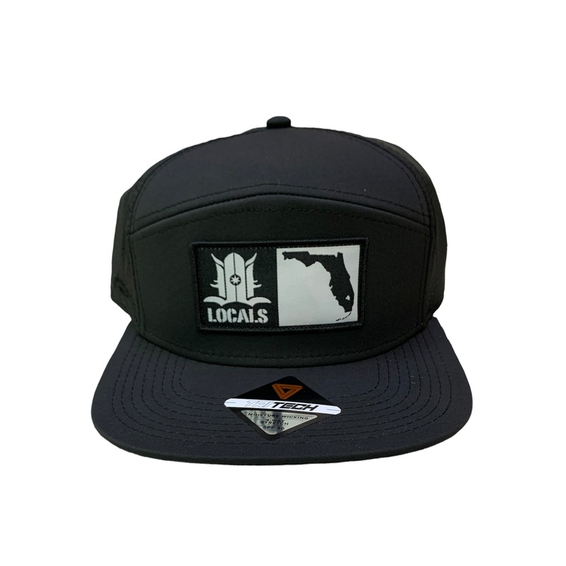 LOCALS FLORIDA BOARDERS 7 PANEL FLAT BRIM TRITECH PERFORATED TRUCKER