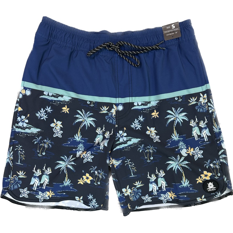 LOCALS HAPUNA ELASTIC WAIST 18" BOARDSHORT W/ SIDE SEAM & REAR POCKETS