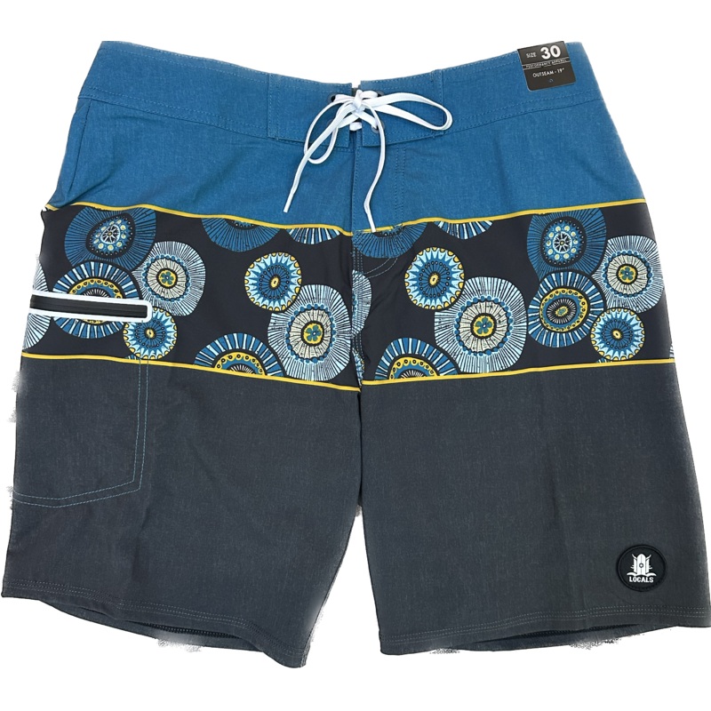 LOCALS LIDO 4WAY STRETCH BOARDSHORT W/ NON-WAIST TIE & SIDE ZIPPER POCKET