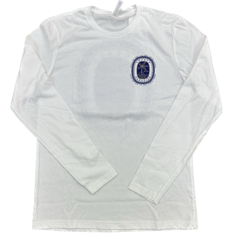 LOCALS MENS PARADISE PALMS FITTED COTTON L/S WHITE