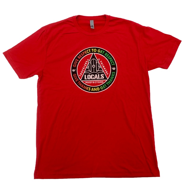 LOCALS MENS RESPECT RASTA FADE SUEDED CREW RED