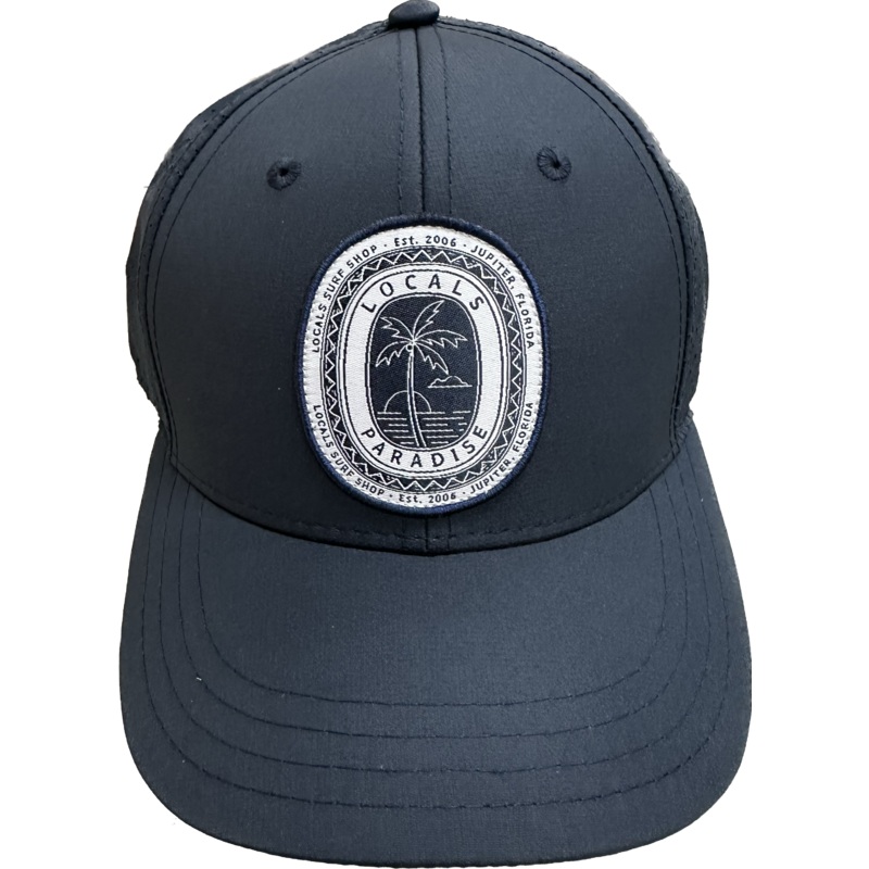 LOCALS PARADISE PALM LO-PRO CURVED BRIM TECH TRUCKER PERFORATED BACK