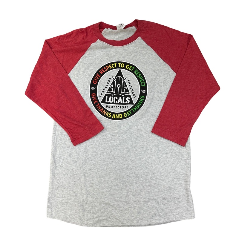 LOCALS RESPECT RASTA FADE 3/4 RAGLAN VINTAGE RED/HEATHER WHITE