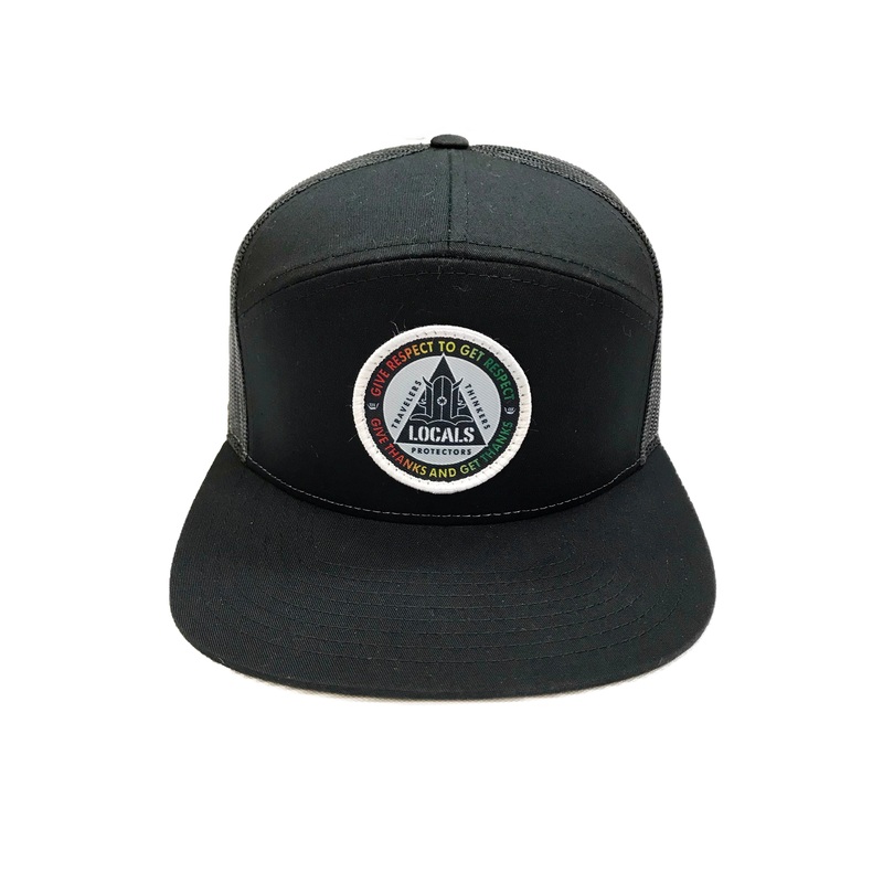LOCALS RESPECT YOUTH 7 PANEL FLAT BILL TRUCKER BLACK