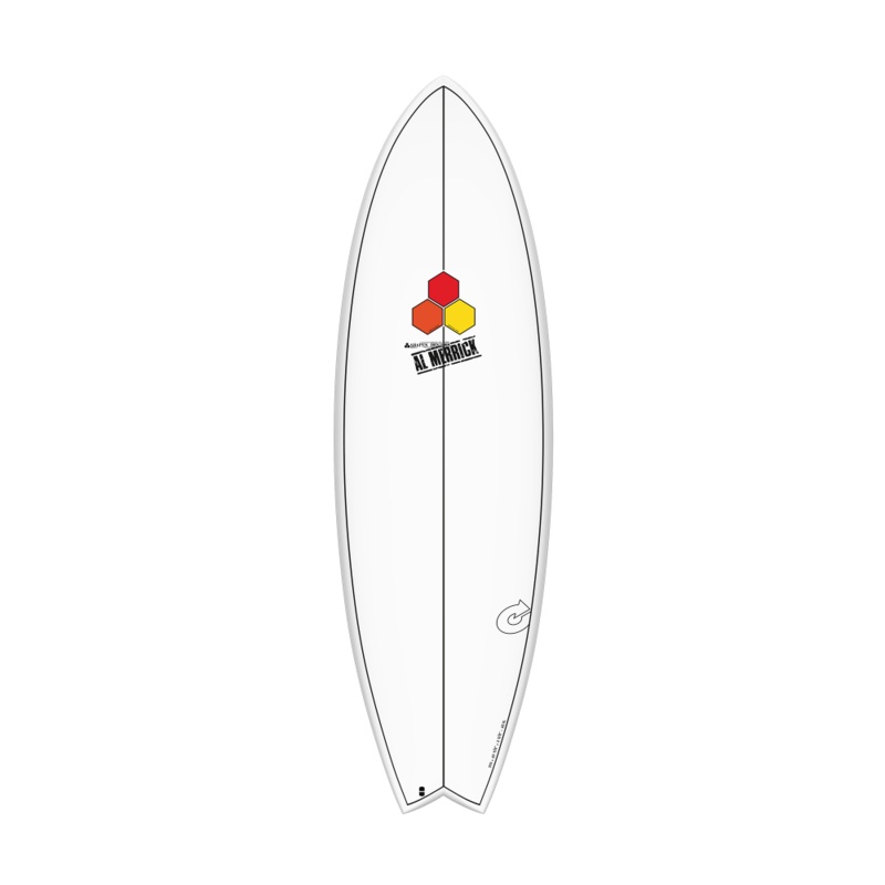 5'6 TORQ/CHANNEL ISLANDS POD MOD 20 3/8 x 2 1/2 31.3L WHITE + PINLINE FUTURES
