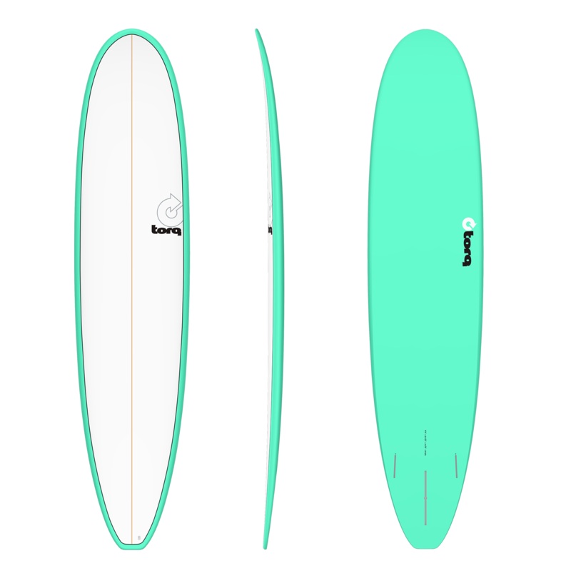 8'6 TORQ LONG 22 1/2" x 3 1/8" 67.2L  PINLINE SEAGREEN/WHITE DECK FUTURES