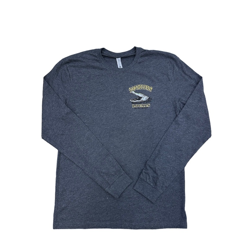 "FEED THE LOCALS" TOO L/S SUEDED CREW HEATHER CARCOAL