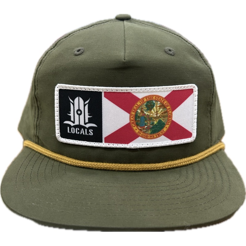 FLORIDA LOCALS FLLCLS5 PANEL UNSTRUCTURED PERFORMANCE CAP WITH ROPE LODEN/GOLD