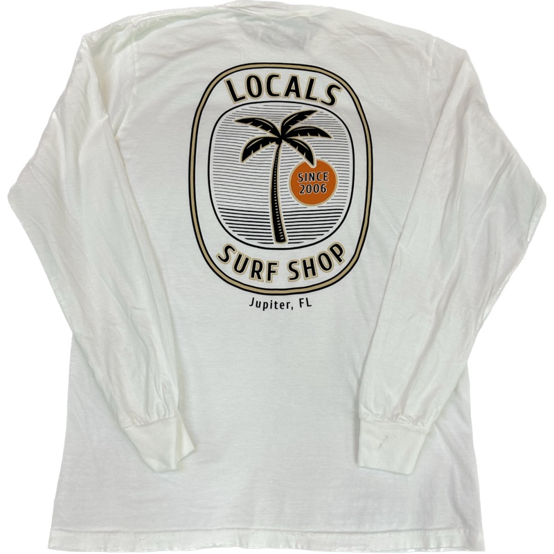 LOCALS SOLE PALM GARMENT DYE L/S TEE WHITE