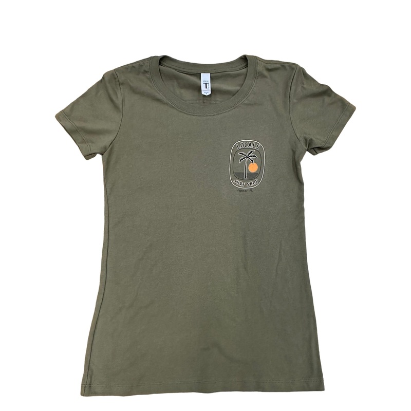 LOCALS SOLE PALM WOMENS TEE MILITARY GREEN