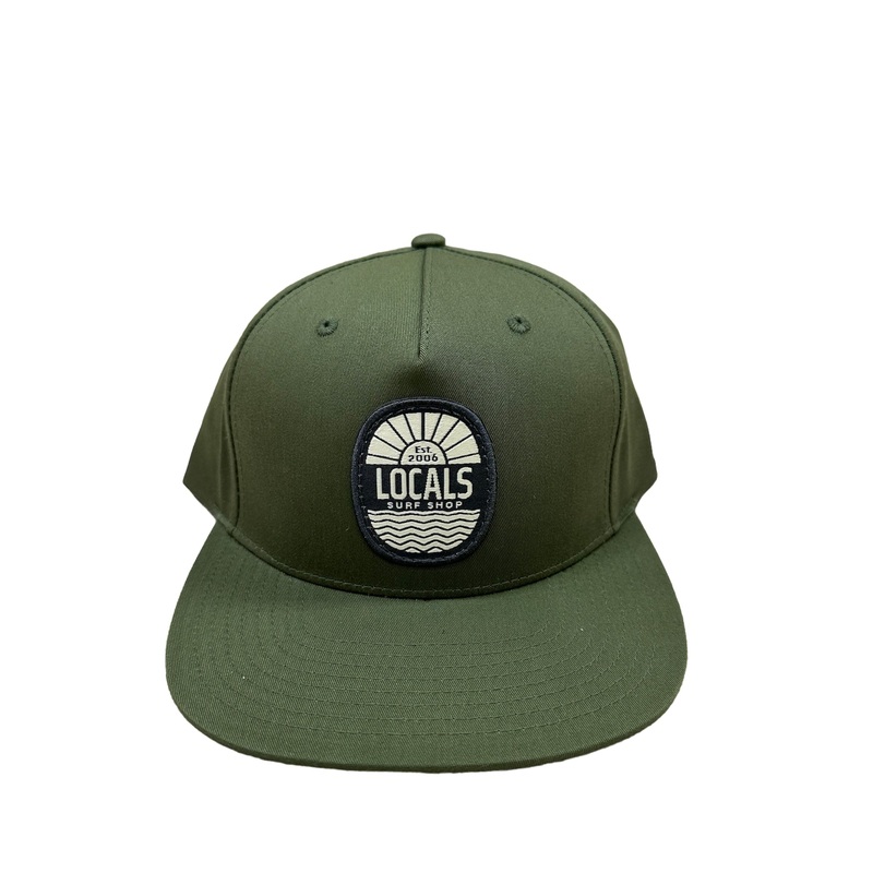 LOCALS SUN & WAVES 5 PANEL PINCH FRONT CAP ARMY OLIVE